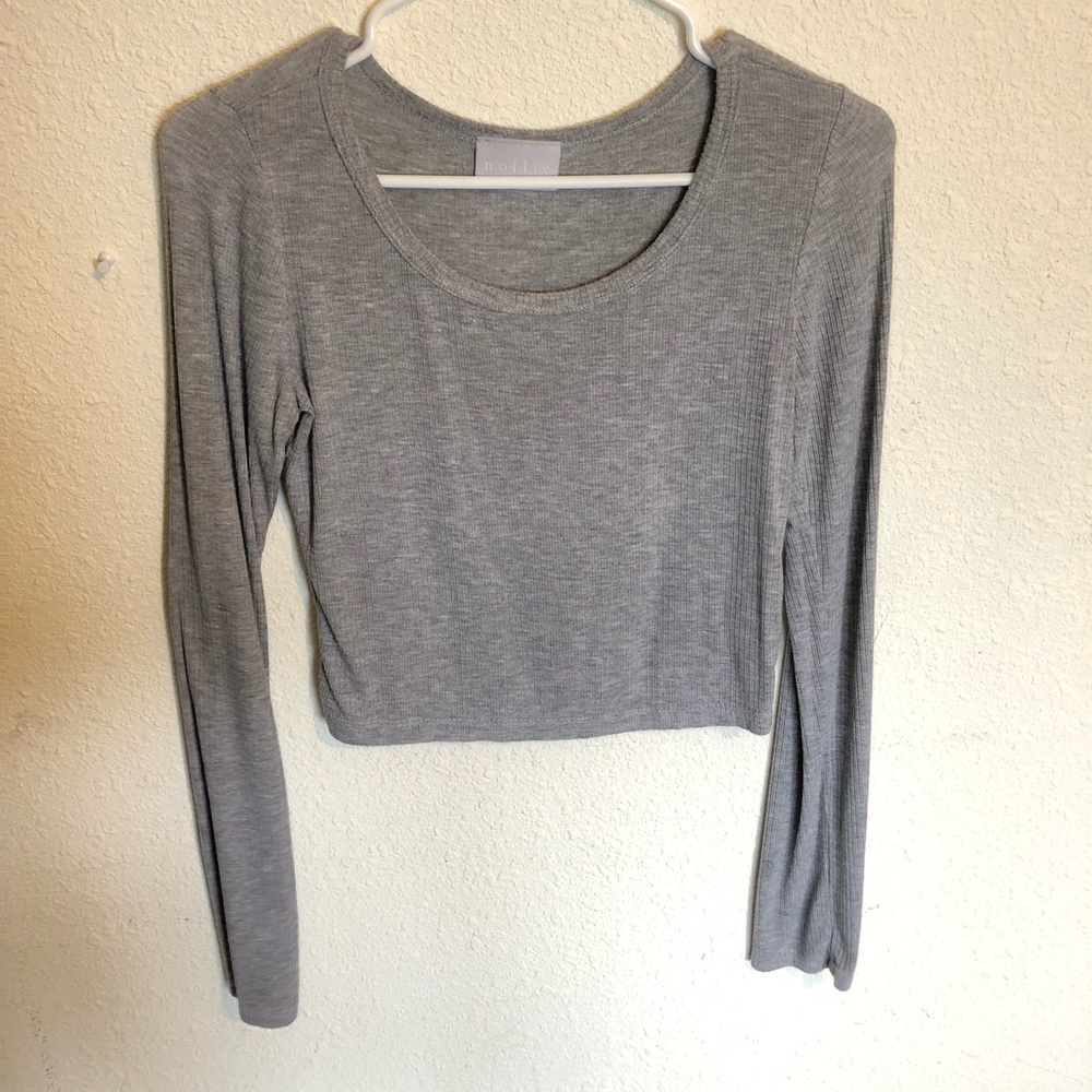 Light grey long sleeve crop top NOLLIE